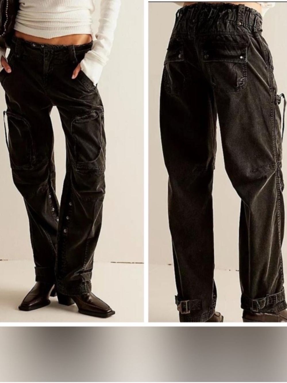 Free People We The Free Cargo Pants Black Utility can’t compete NWT Size L - Picture 9 of 12